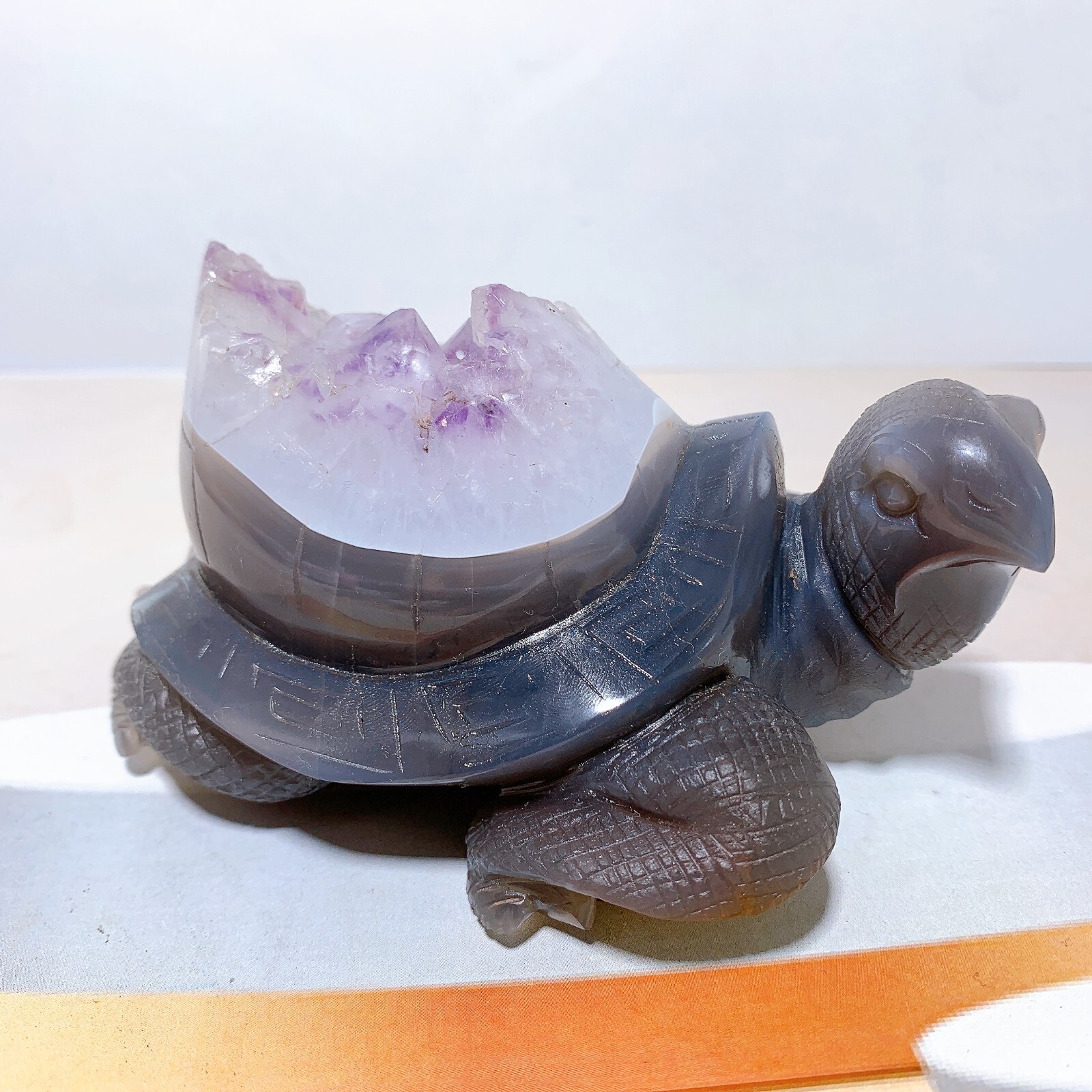 1pc  Natural amethyst agate turtle Crystal turtle carving healing Home decora