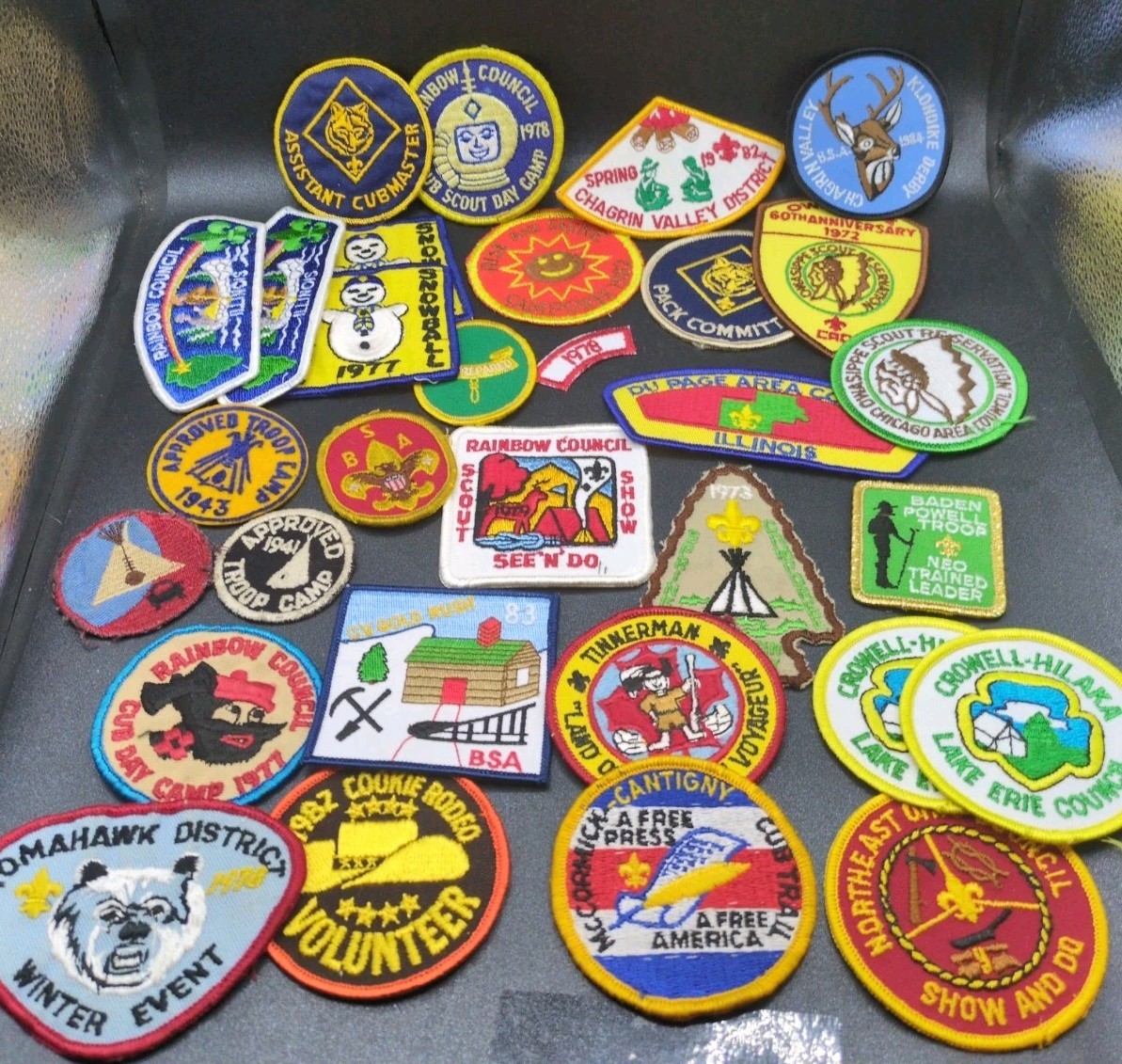 Boy Scouts Camp Patches Lot 1940s-1980s Northeast Ohio Council Illinois Rainbow
