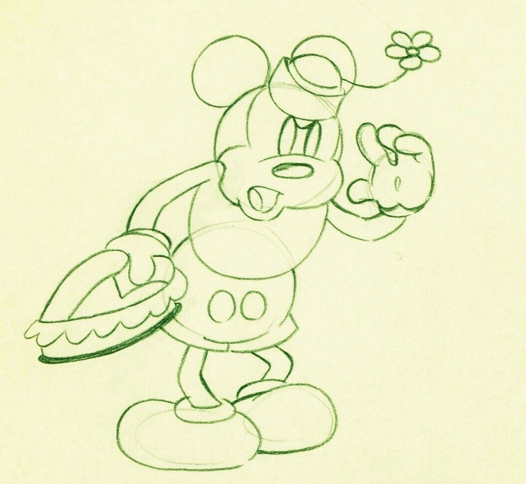 1933 MINNIE mickey MOUSE ORIGINAL PRODUCTION cel DRAWING WALT DISNEY PUPPY LOVE