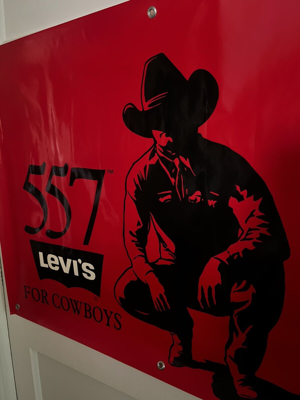 2 Levis Advertising Ad Store Signs display Jeans 557 Cowboys