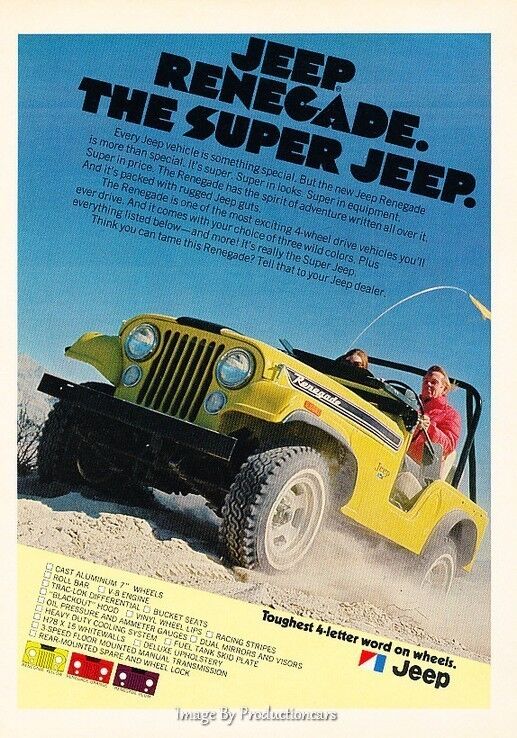 1972 Jeep Super Renegade CJ - Original Advertisement Print Art Car Ad J648