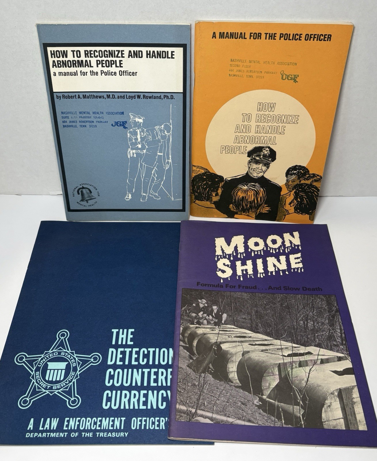 Vintage 70s Nashville TN Police Manuals Abnormal People Moonshine Counterfeit