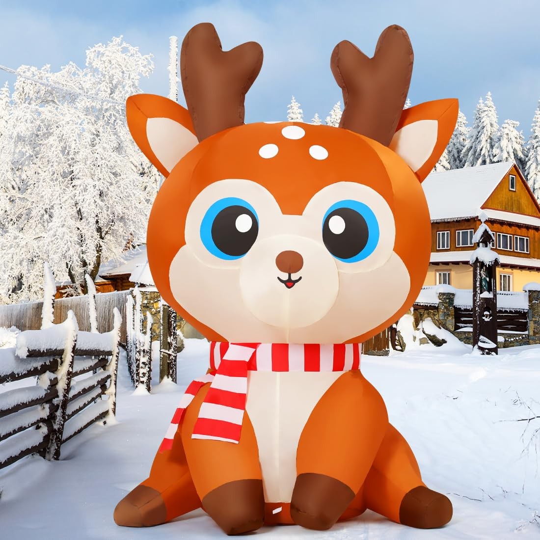 GOOSH 5 FT Christmas Inflatable Reindeer with Built-in LEDs Indoor Outdoor Decor