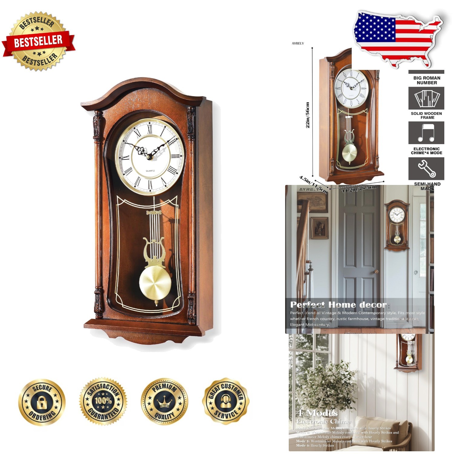 Vintage Grandfather Clock 22\