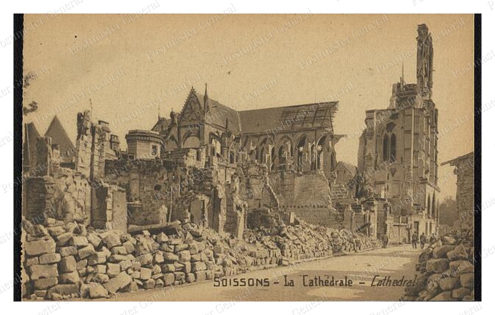 Soissons Cathedral Ruins Standard Postcard COPY RPPC