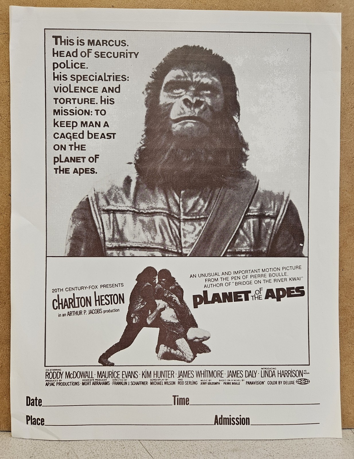 RARE 1968 PLANET OF THE APES \