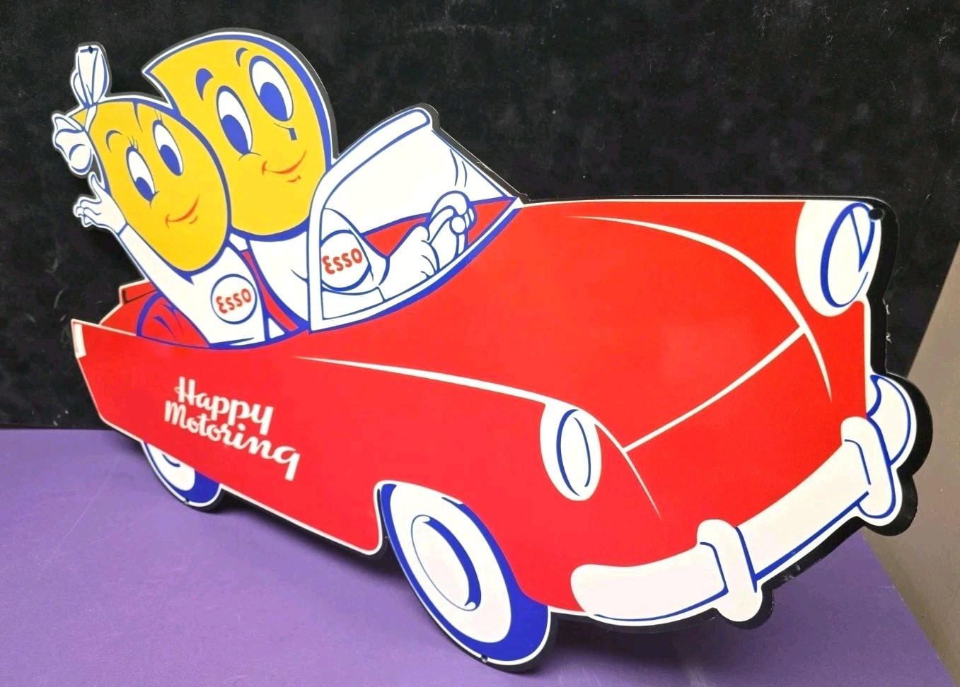Vintage Sign Esso Oil Drop Convertable Car 24\