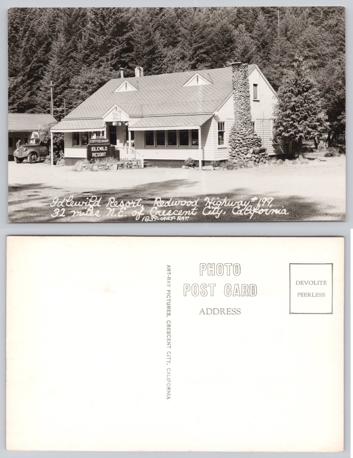 1939 Idlewild Resort Redwood Highway 199 RPPC Crescent City California