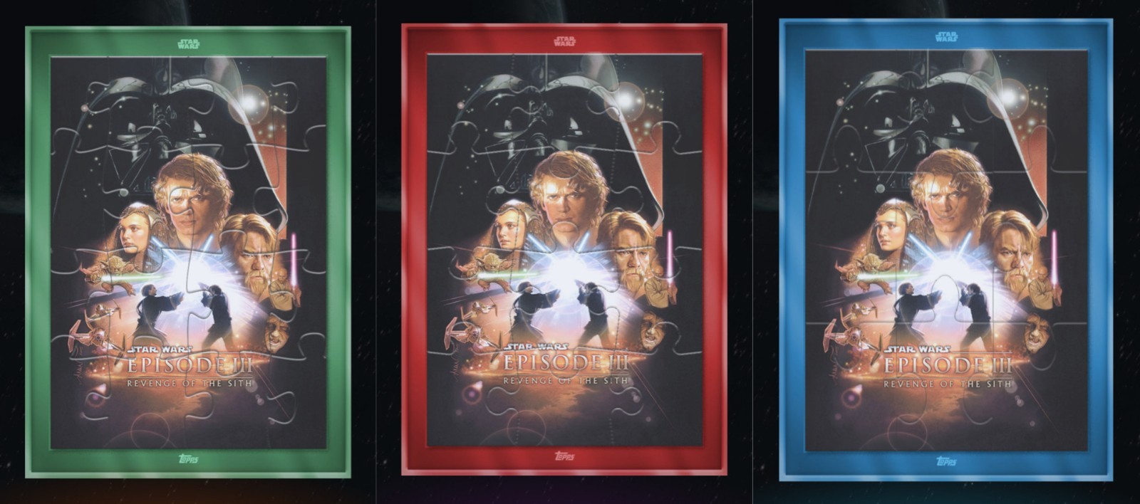 TOPPS STAR WARS CARD TRADER REVENGE OF SITH POSTER PUZZLES EPIC/SR/R WB SET