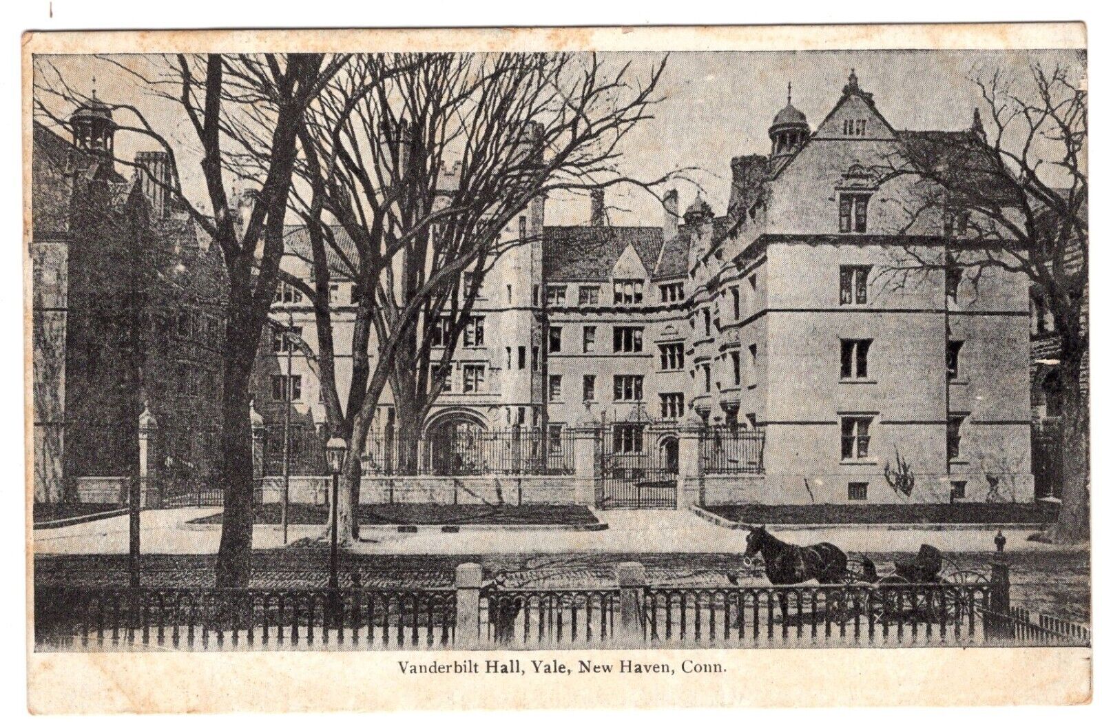 Vanderbilt Hall, Yale , New Haven, CONN. POST CARD.  Posted 1908