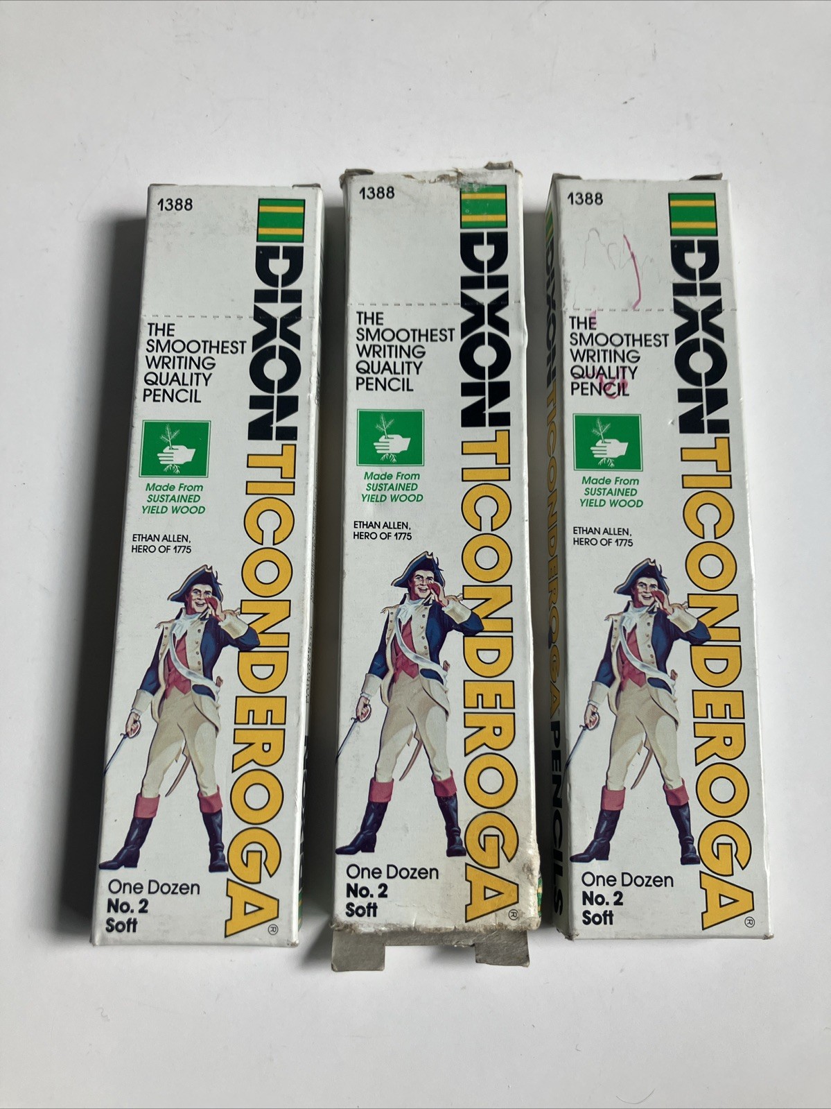 Vintage Dixon Ticonderoga No 2 Soft Pencils 1388 Full Box Set of 3 | READ DESC