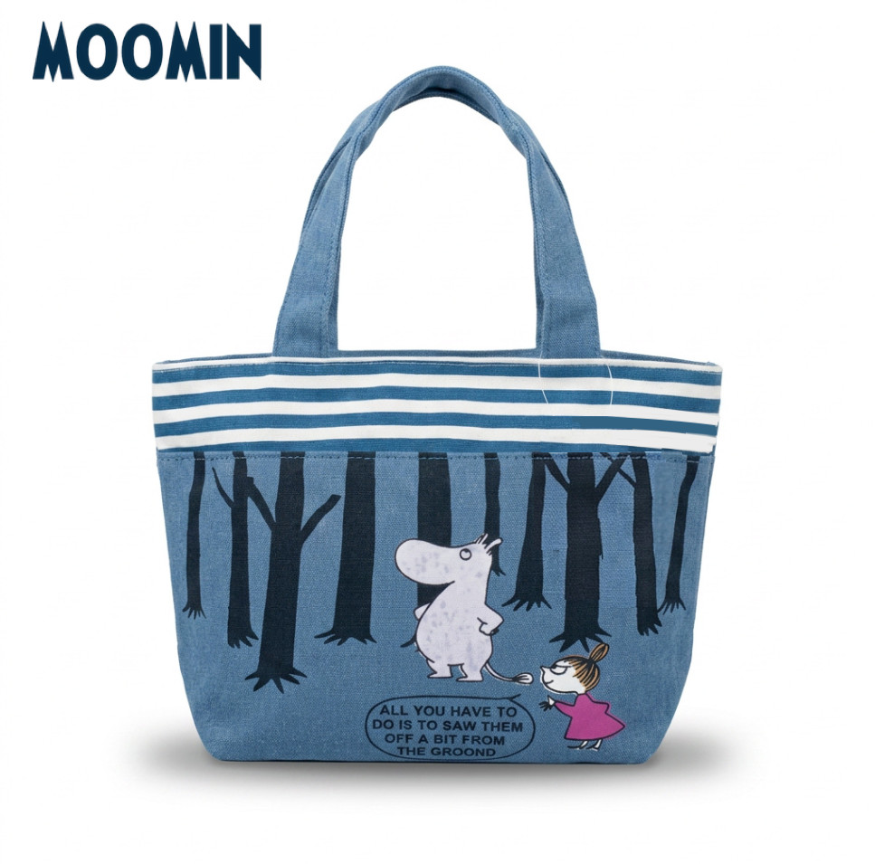 Moomin Characters Blue Forest Tote Bag Moomintroll Little My Illustrated Handbag