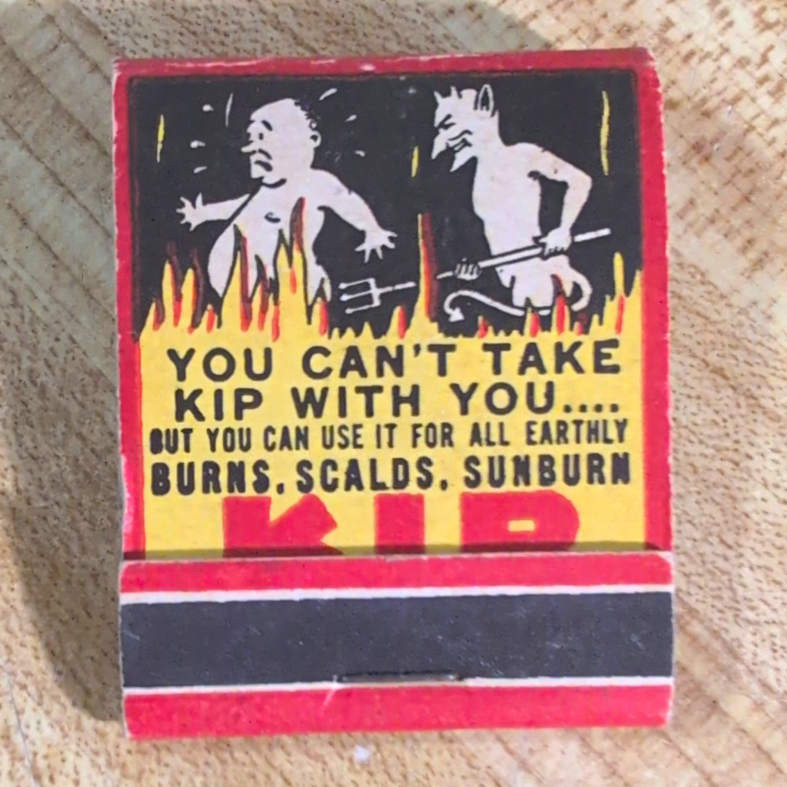 Vintage 40s 50s Macabre Devil Kip Ointment Pharmacy Matchbook Los Angeles Full