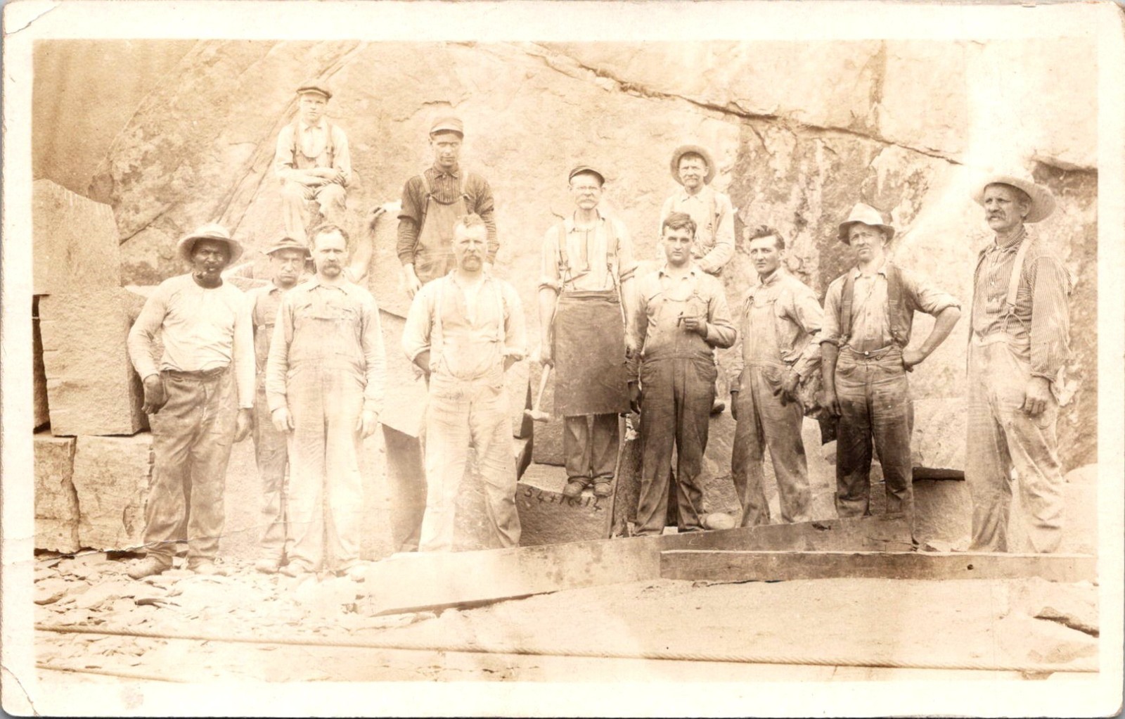 African American Workers In Front Of Rock Quarry RPPC Real Photo Postcard 4P23-1