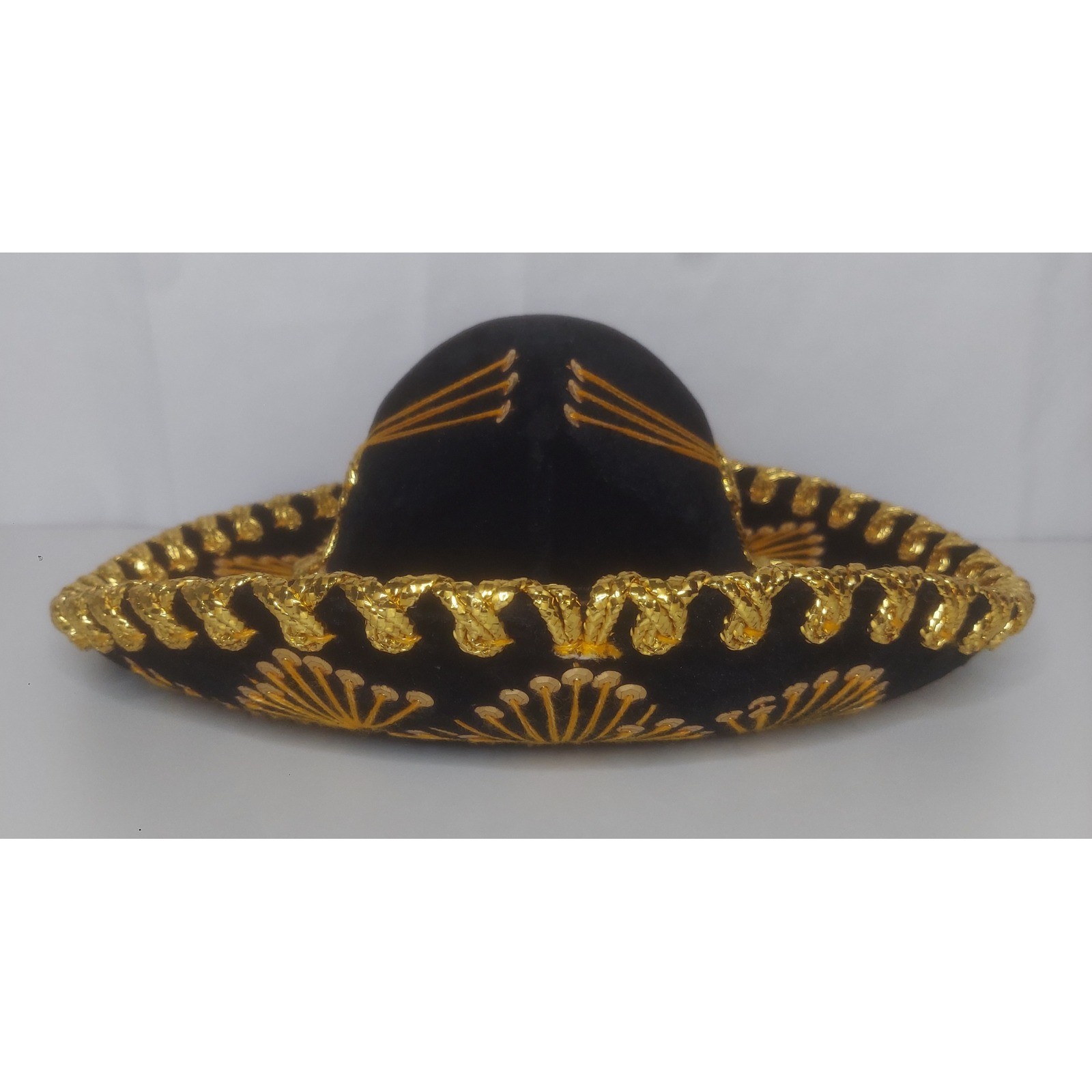 Salazar Yepez Vintage Mexican SombreroGold Black Velvet Charro Mariachi Hat