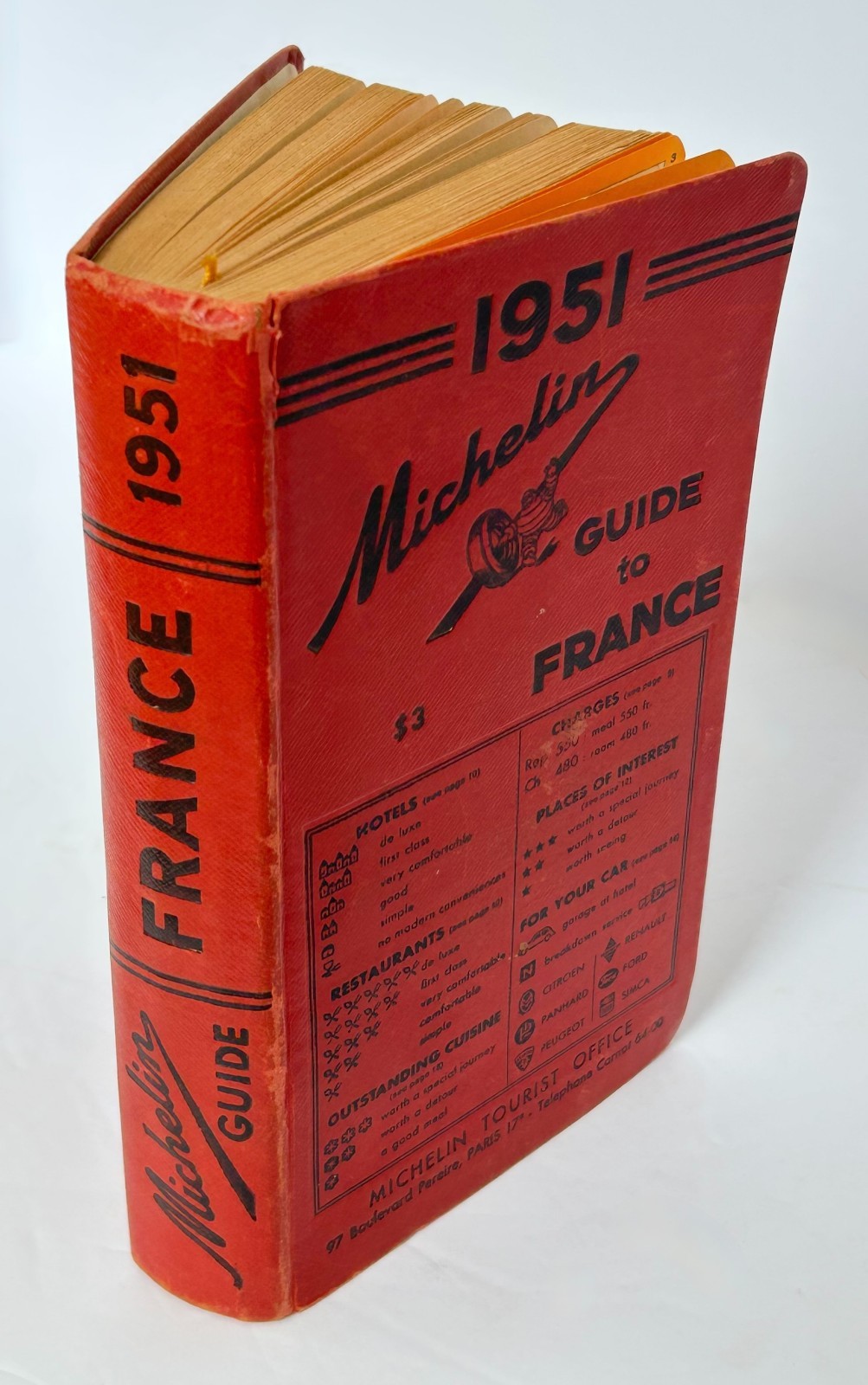 1951 Michelin Guide to France English Edition $3 Red Guide Rare Vintage