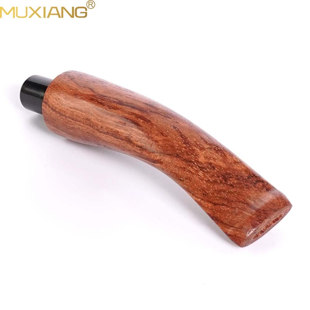 MUXIANG 9mm Handmade Rosewood Pipe Stem Bent Tapered Mouthpiece For Tobacco Pipe
