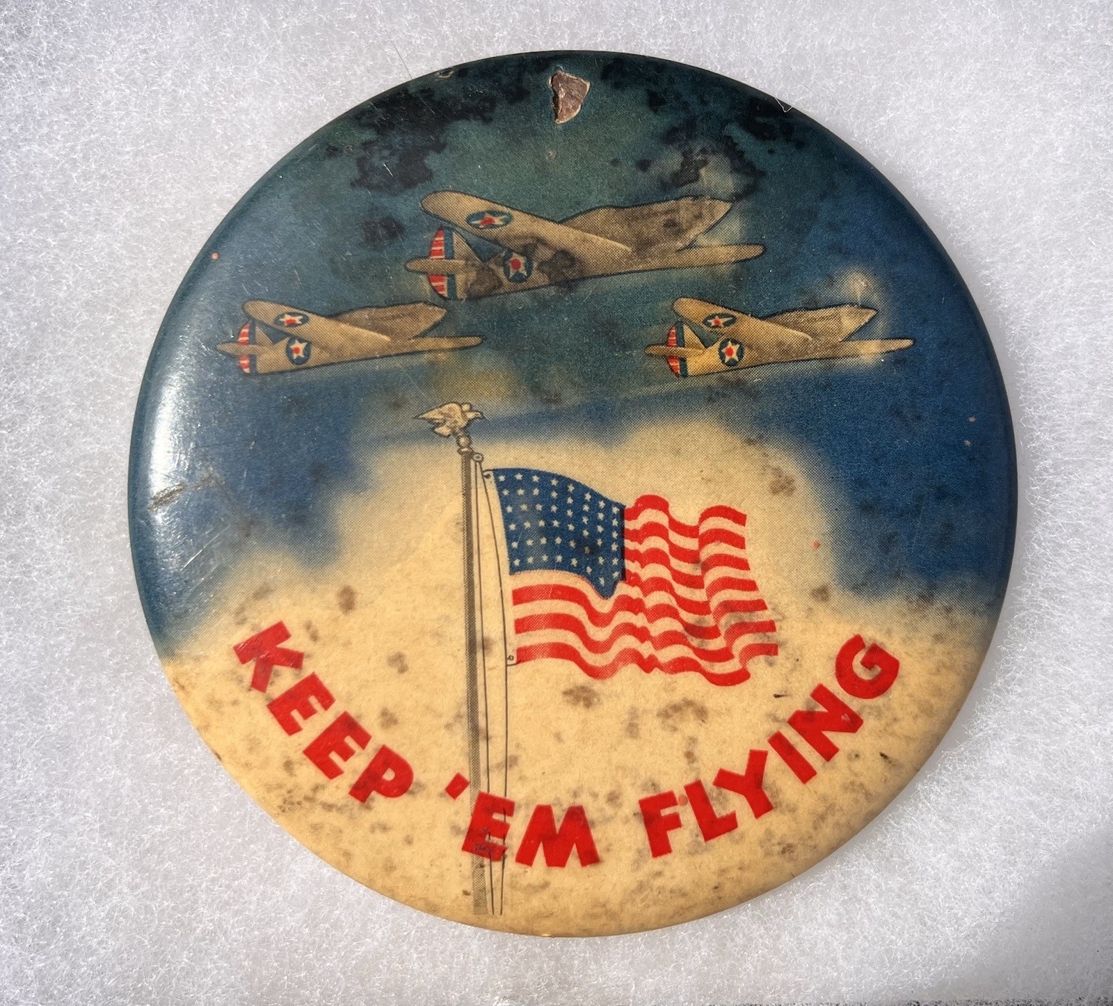 Vintage WWII General Paper Corp Keep Em Flying Paperweight Homefront 