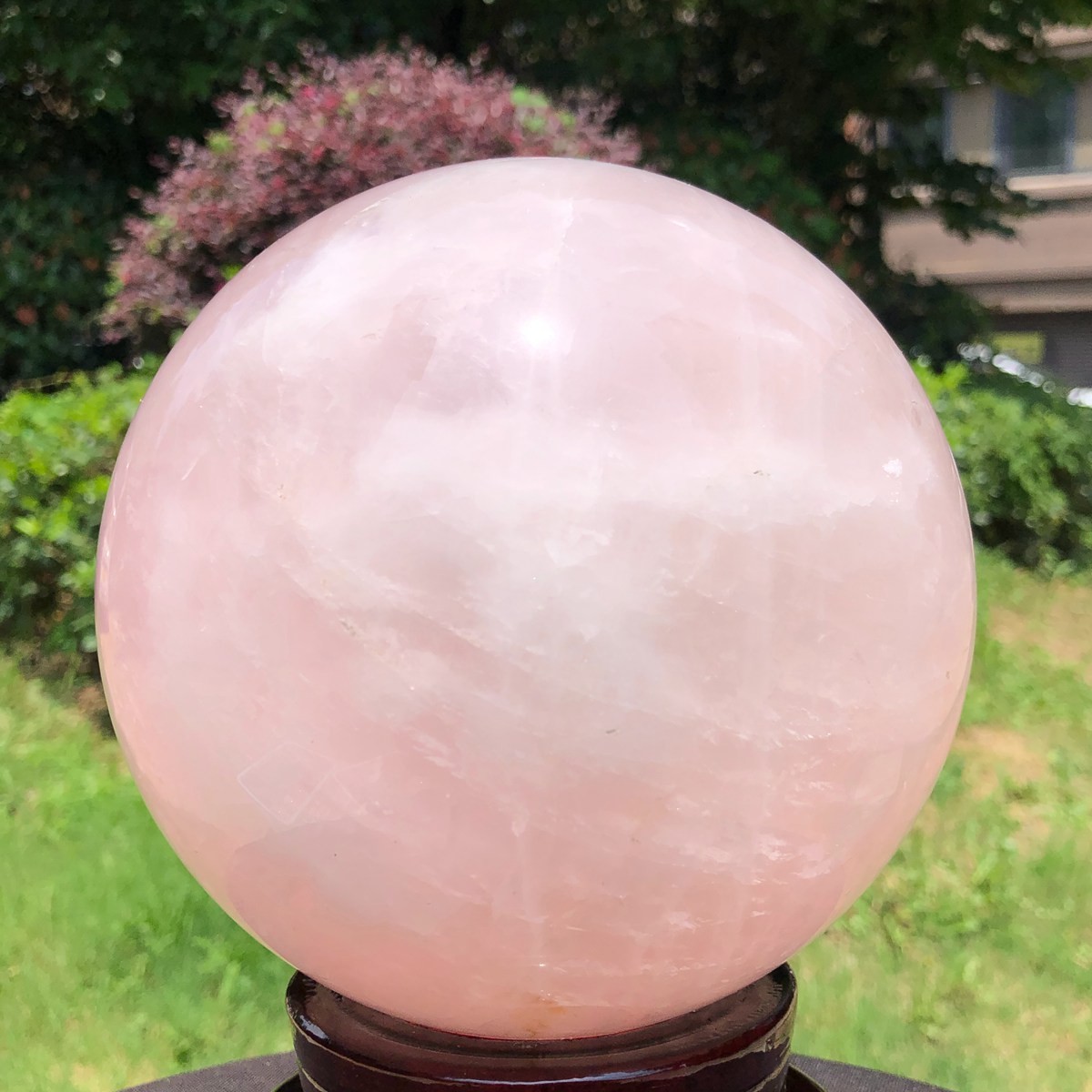 9.72 LB Natural Pink Rose Quartz Crystal Sphere Ball Healing Reiki 6577