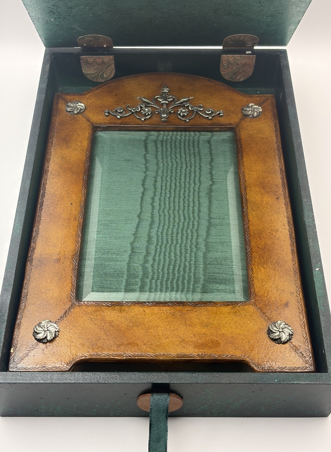 Maitland-Smith Leather & Sterling Silver Frame w/Original Box *Incredibly Rare*