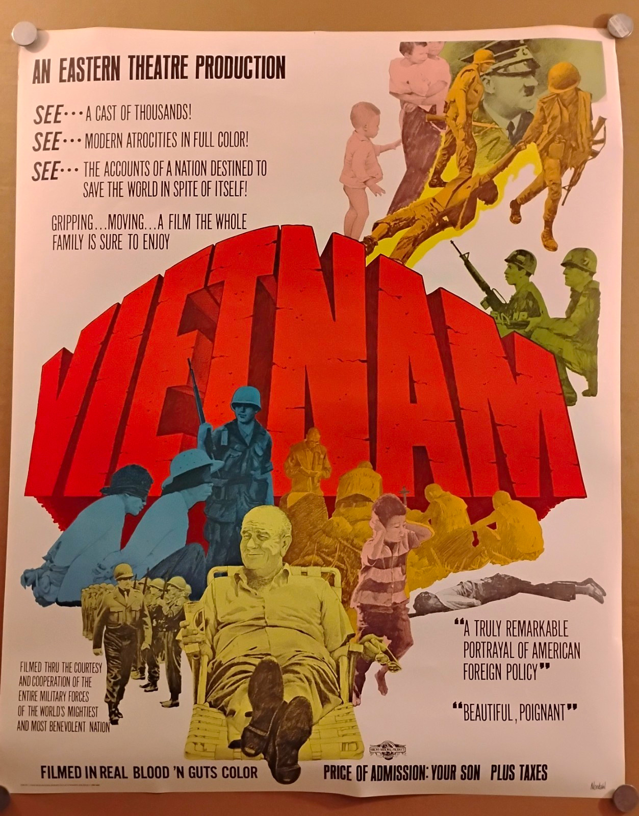 Vintage 1968 Vietnam Anti War Protest Movie Poster Eastern Theater Productions 