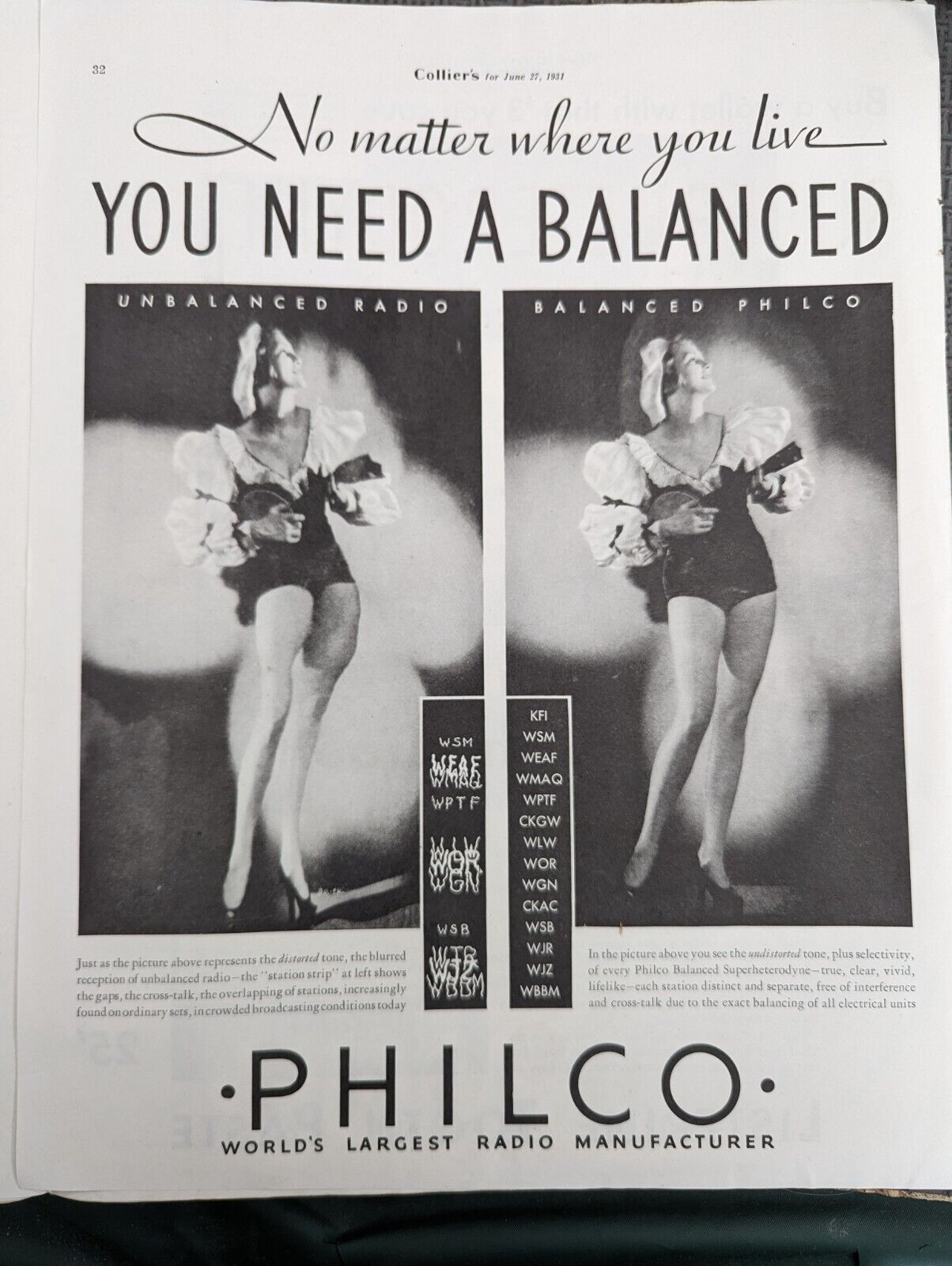Vintage 1931 Magazine Ad Advertising Philco Radio Company Lady
