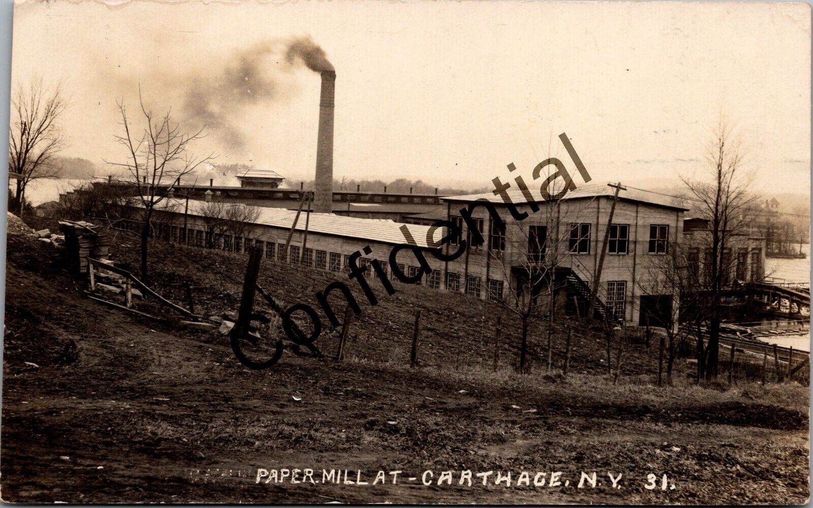 Real Photo 1911 Paper Mill At Carthage NY Wilna New York NY RP RPPC K369