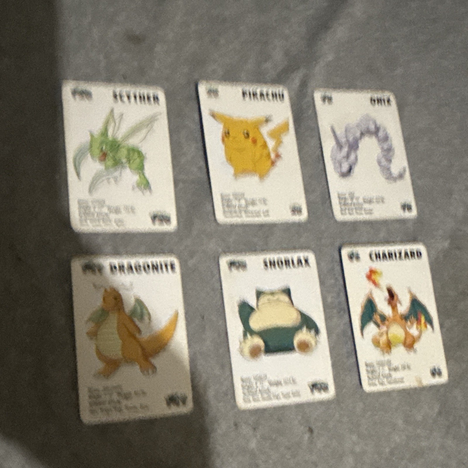 1998 KFC RARE Pokemon Mini Cards Lot 6 Charizard Pikachu Dragonite Applause