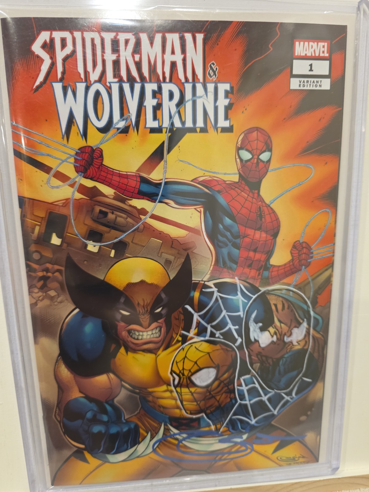 spider-man and wolverine 1 Signed And Sketched By Sajad