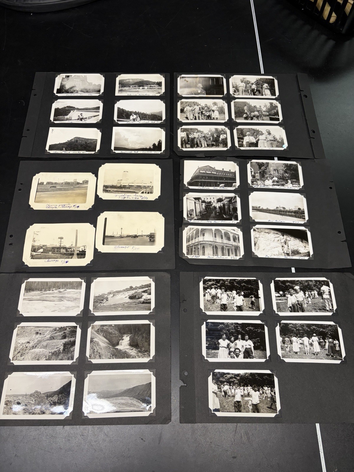 Vintage Photo Album Page Lot Of 46 Black/White Family Mixed Men Women Travel