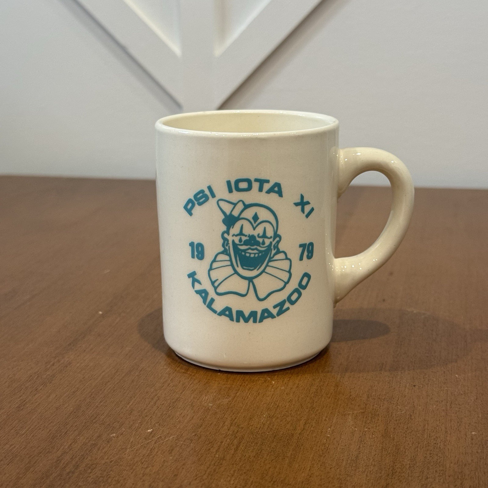 Vintage PSI IOTA XI Sorority Diner Mug KALAMAZOO 1979 Coffee Cup Clown
