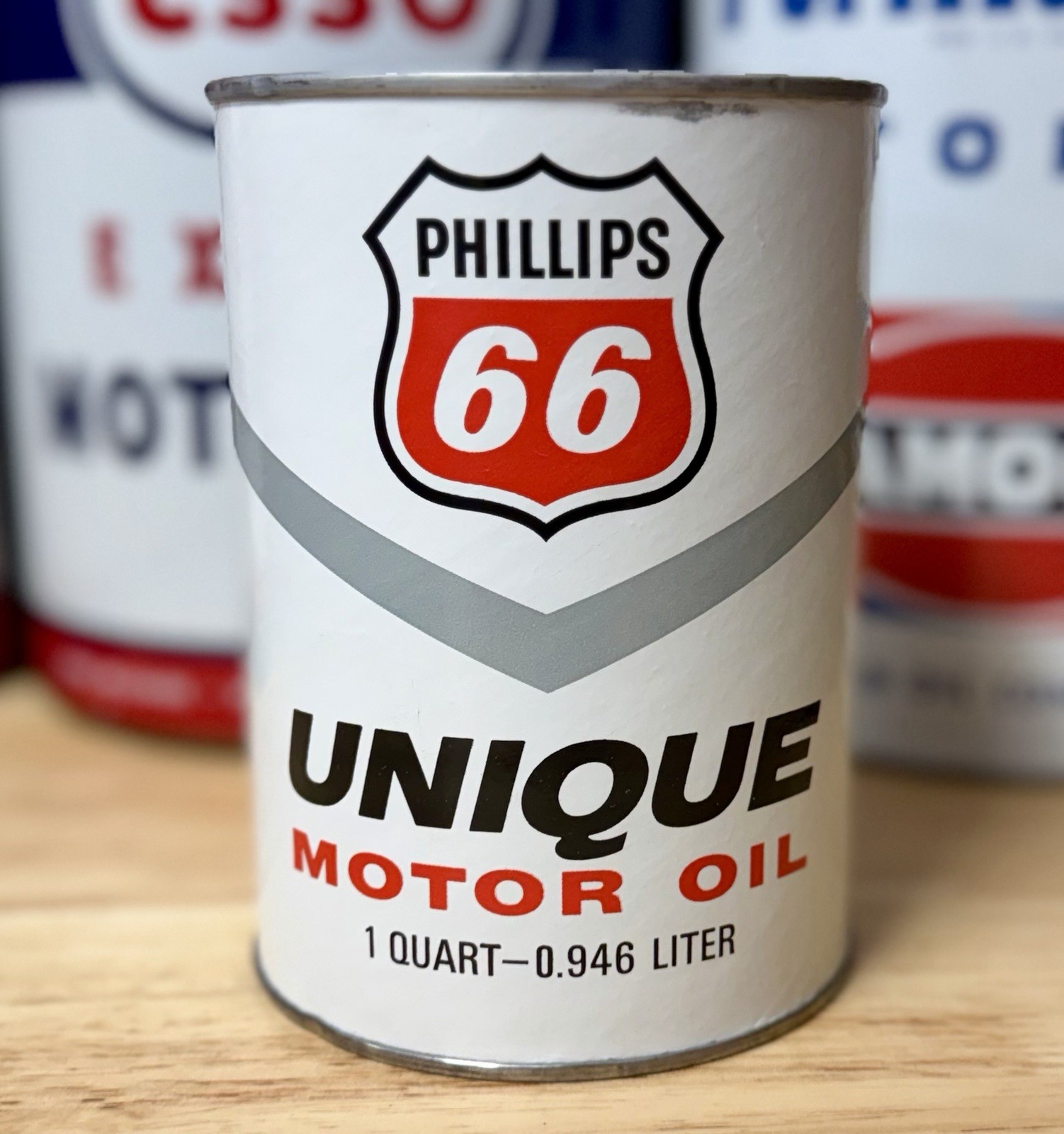 Vintage Phillips 66 Unique Motor Oil Can Quart Empty
