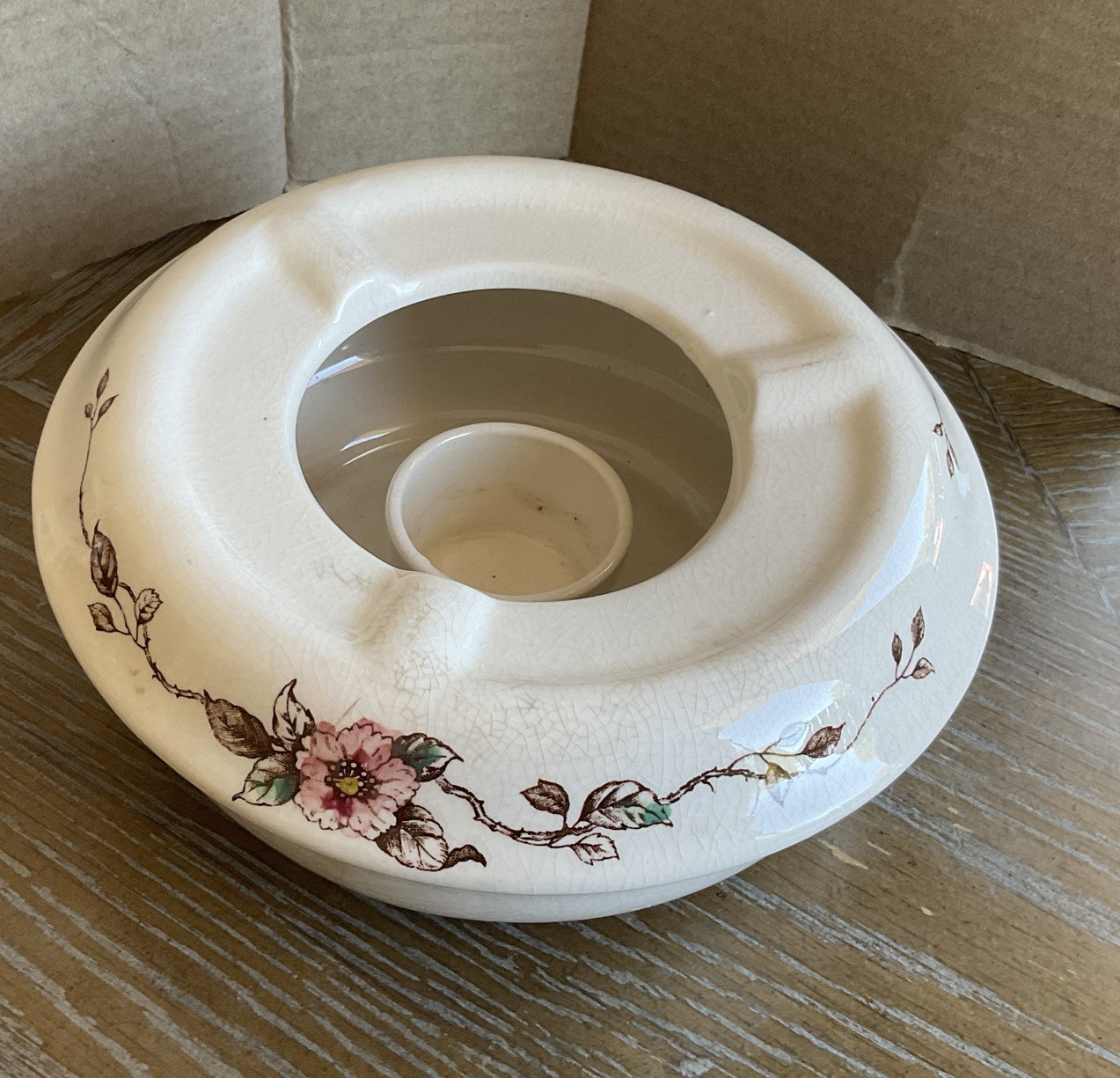 Vintage Nasco Springtime Floral Stand Tea Pot Candle Holder Warmer Made In Japan