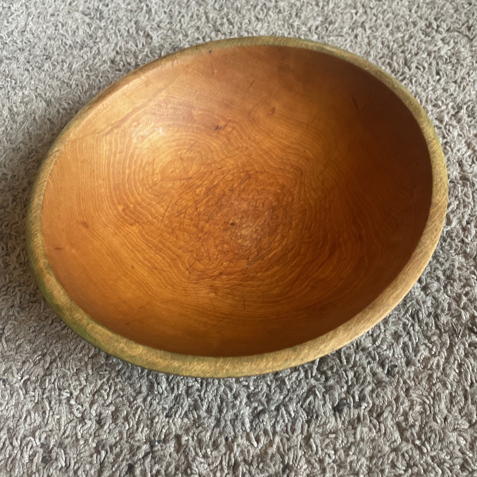 Large Munising Dough Bowl Oval Off Round Maple Wood 11 X 10 X 3 Farm House Decor