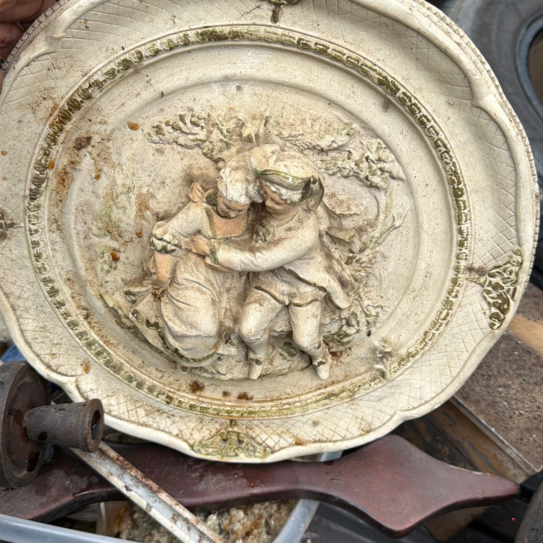 Vintage Chalkware 3D Couple Baroque Plaque Wall Art Alexander Backer Style 1940s