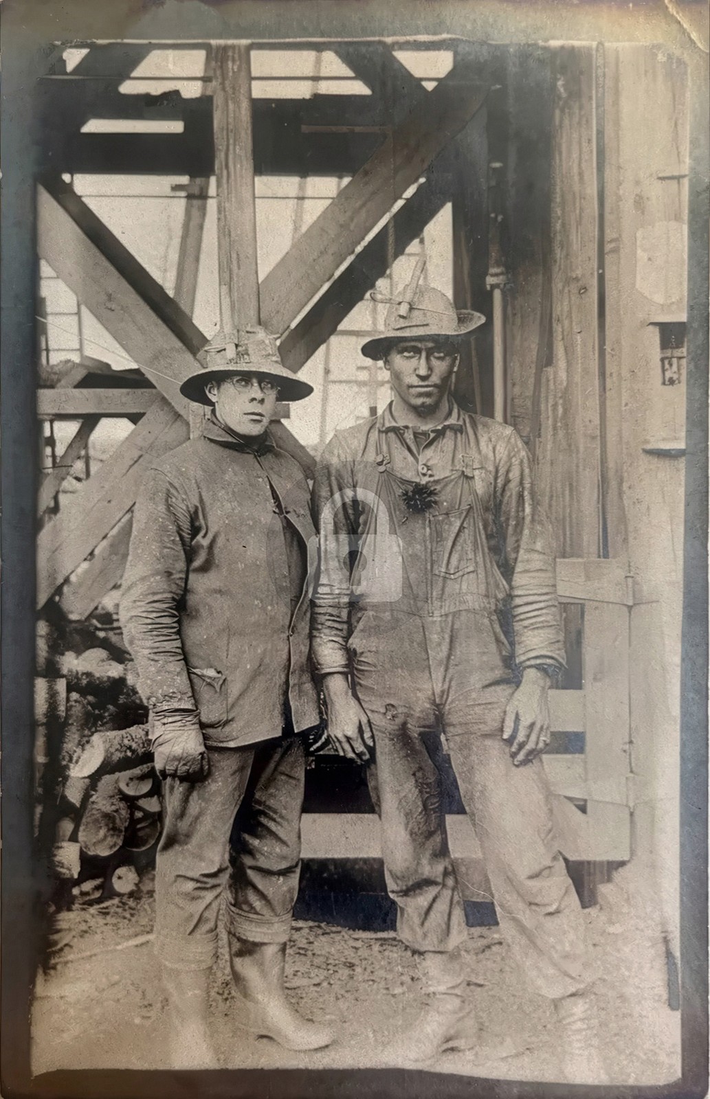 Miners in front of Mine, Unknown Location RPPC Photo Postcard COPY