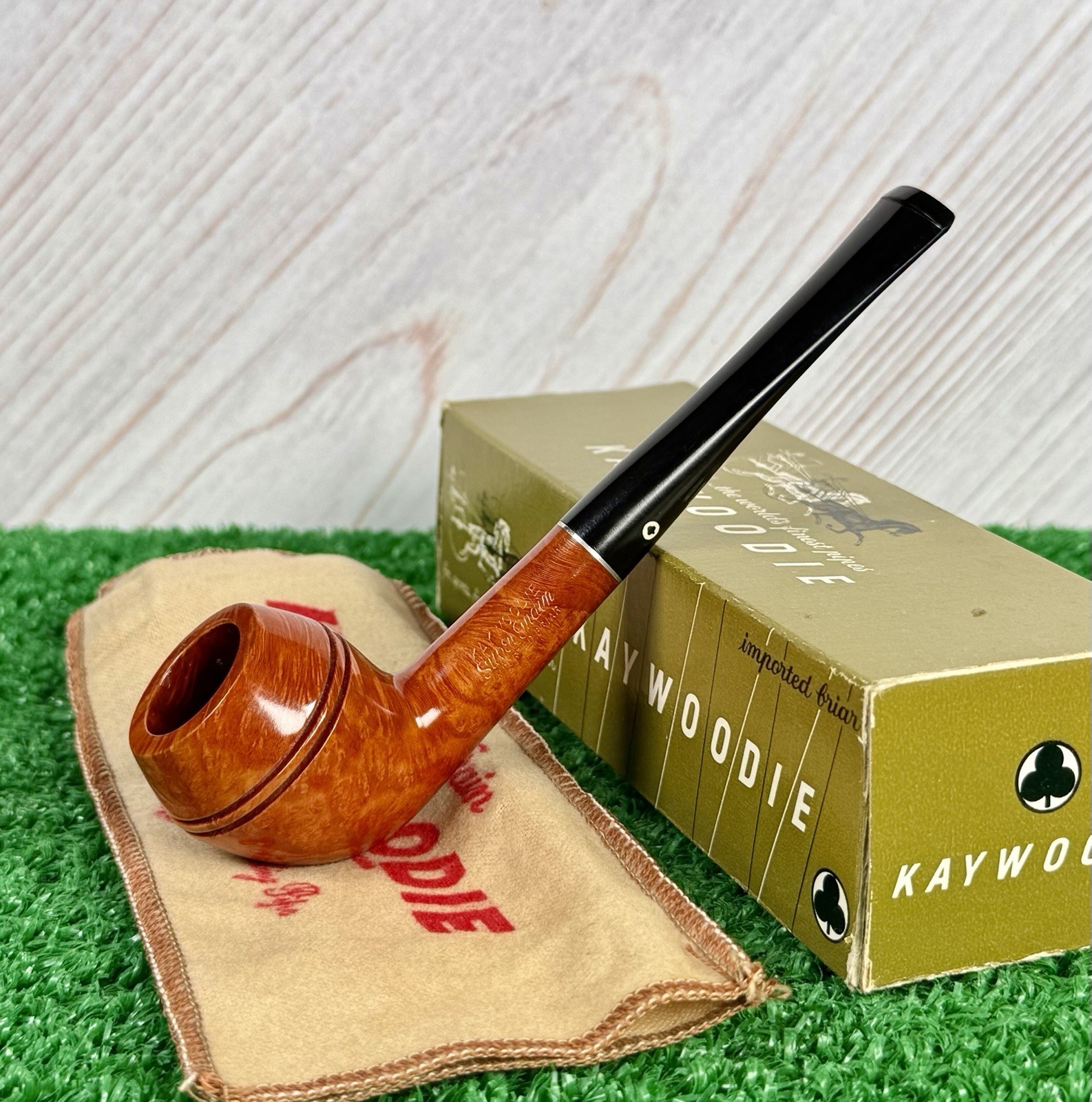 KAYWOODIE SUPERGRAIN (UNSMOKED) 50B VINTAGE PIPE 1954-1972 W/ BOX & SOCK - USA