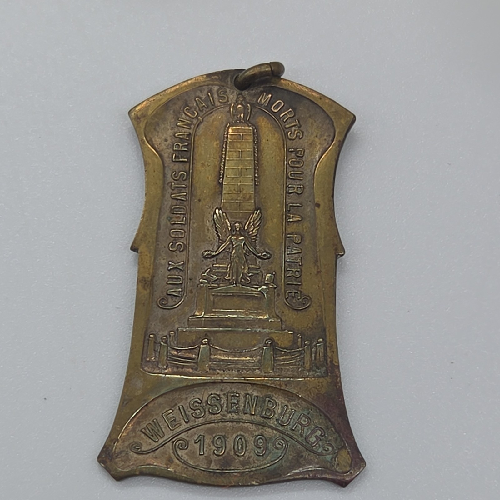Rare 1909 Medal Wissembourg Alsace French Soldiers Memorial Metal Pendant