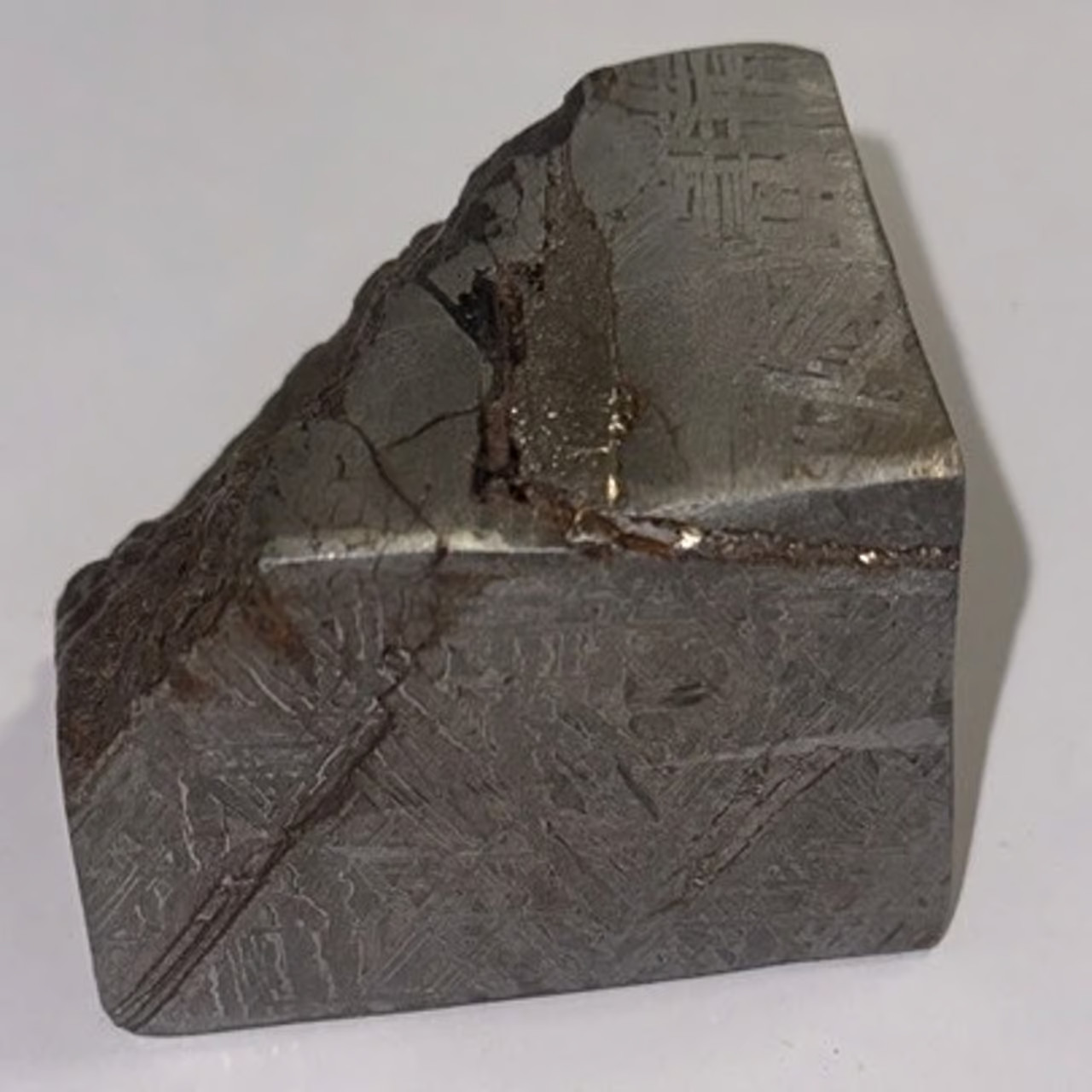 100% Natural Aletai Iron Meteorite 741 Grams End Cut Perfect Etched Fusion Crust