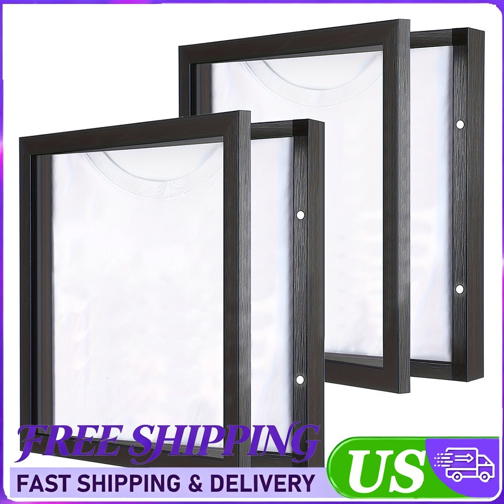 Wooden Jersey Display Case 14×18 Inch Black Shadow Box Frame Storage Box