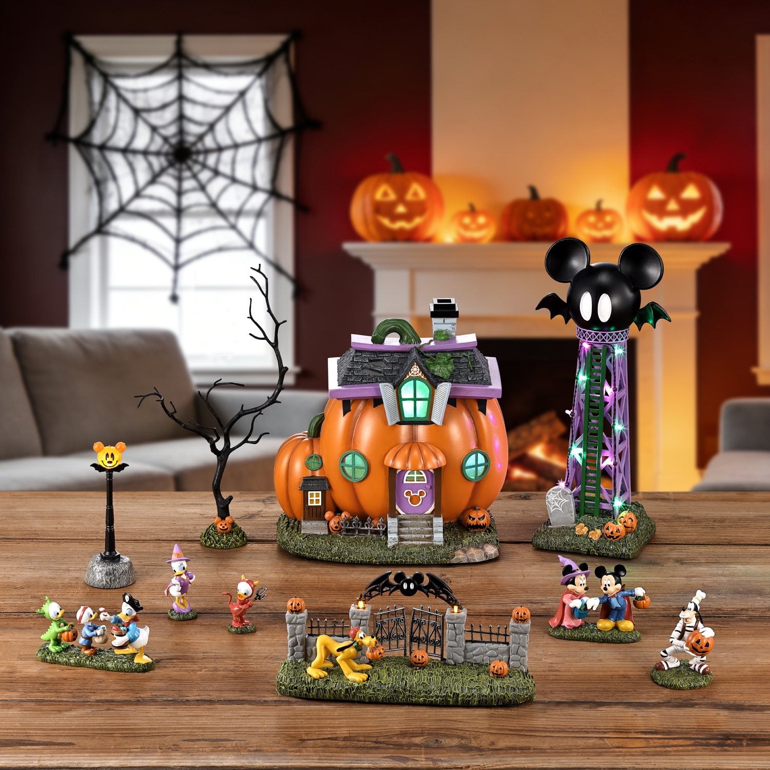 10-Piece Disney Halloween Village Set Animated Collectible Display