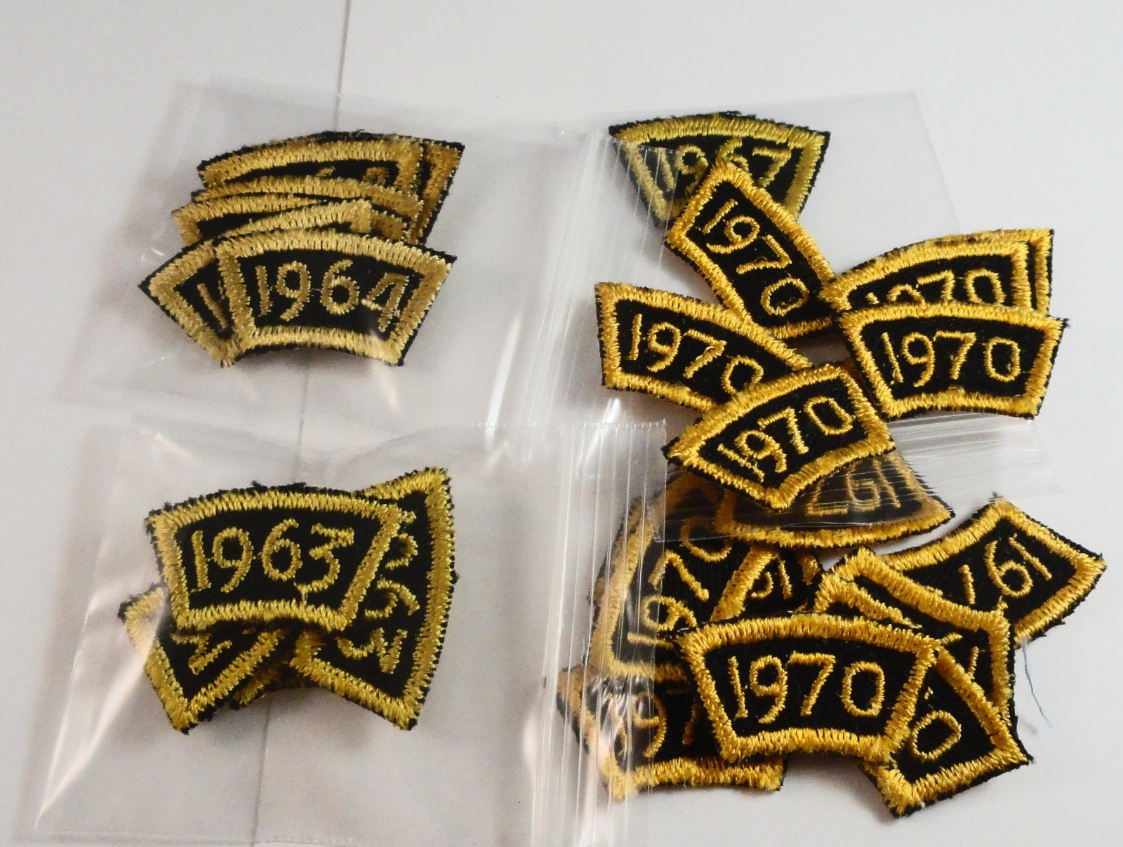 BSA: HUGE HOARD of NEW GAUZE BACK  ROCKER SEGMENTS /  for CAMP PATCH  1960s ERA