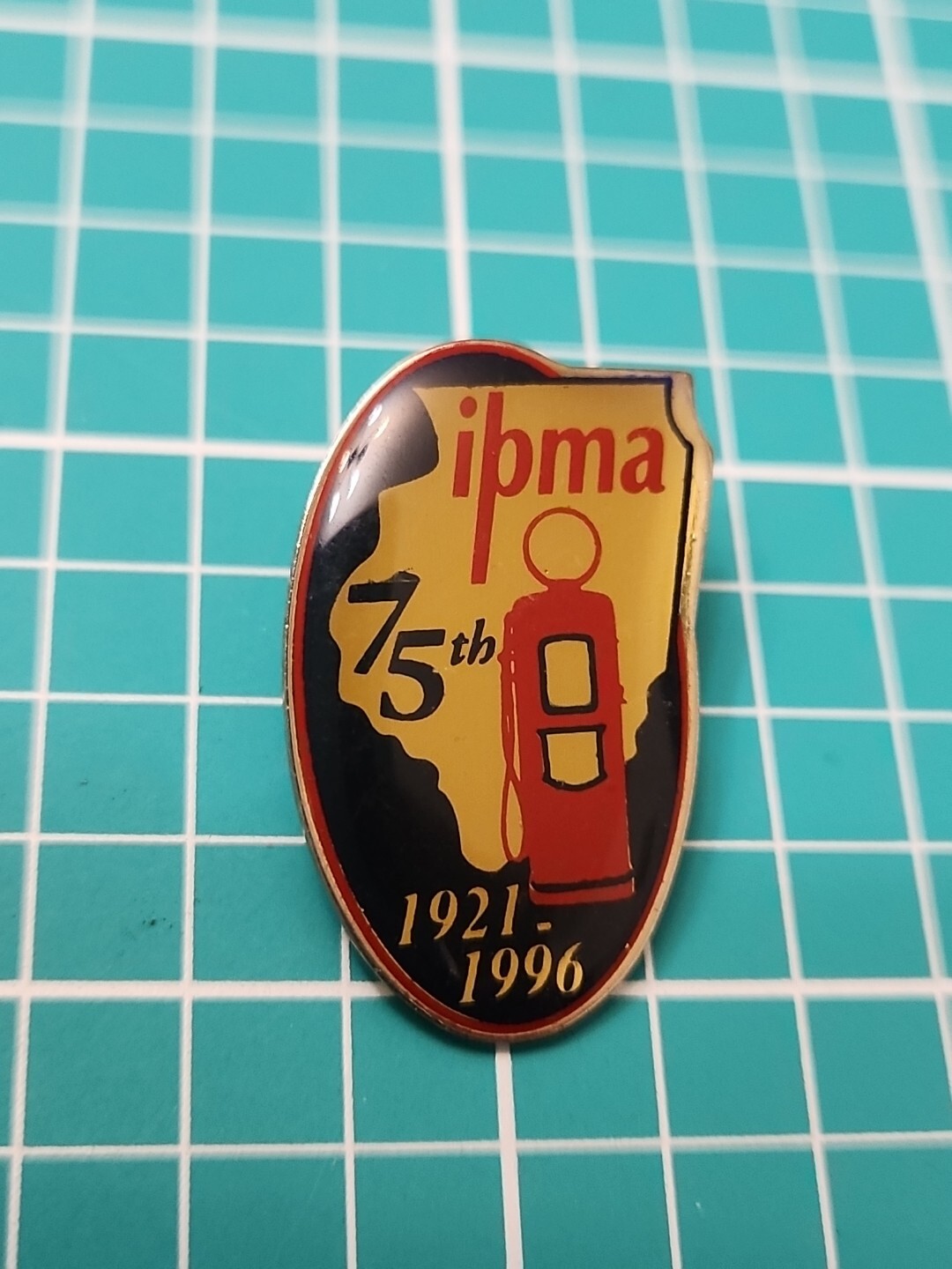  Vtg 1996 75th IPMA Gas Pump Silver Tone Lapel Pin Hat Pin