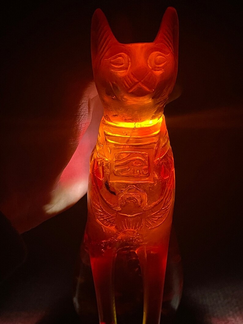 RARE ANCIENT EGYPTIAN ANTIQUE Statue Goddess Bastet Cat for Amber Stone Egypt BC