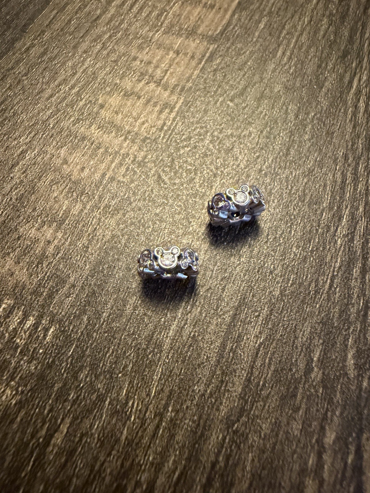 -SET OF 2- Genuine Pandora Silver Disney Mickey All Around Spacer Charm 791456CZ