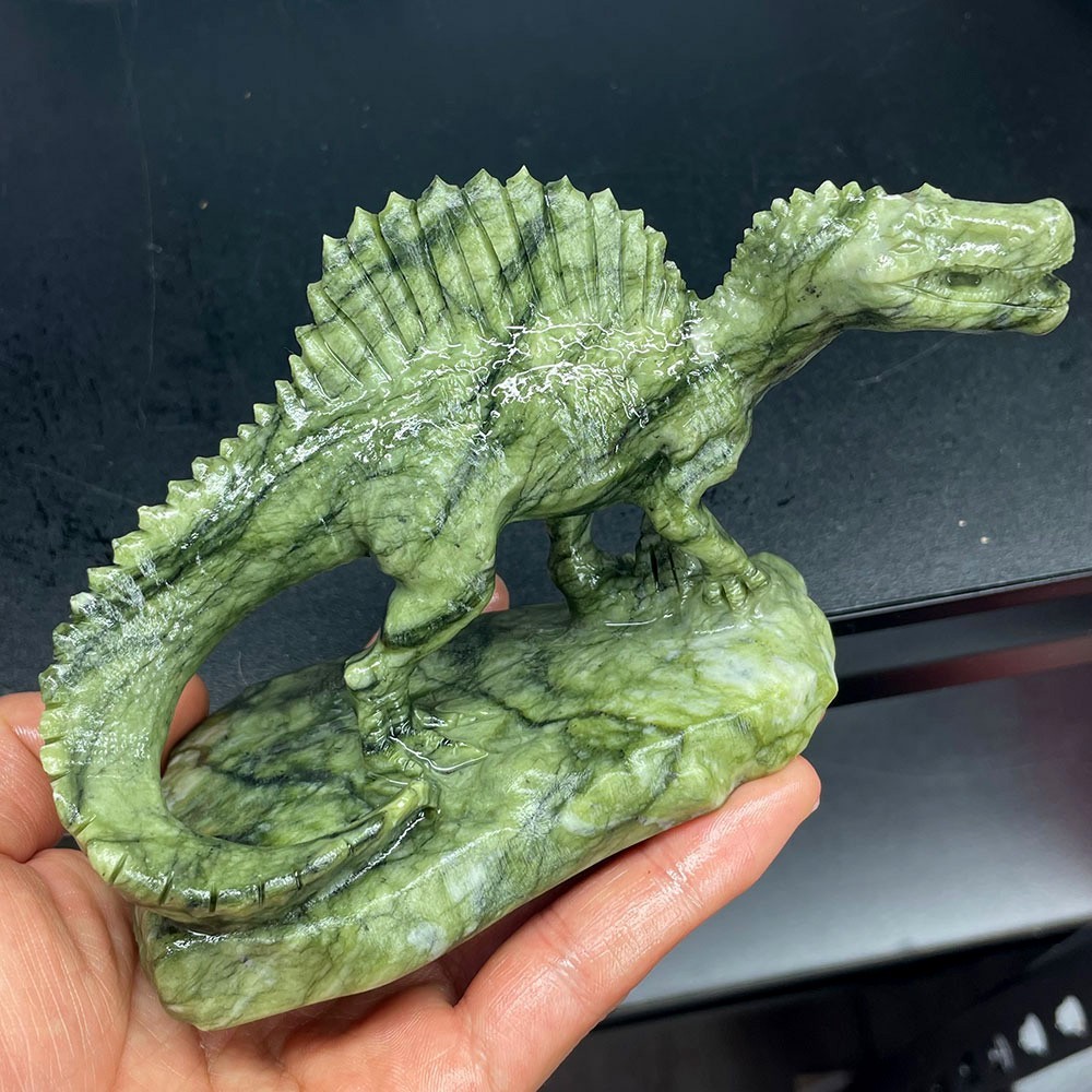 Spinosaurus Dinosaur Carving Handmade Gemstone Figurine Healing Crystal Decor
