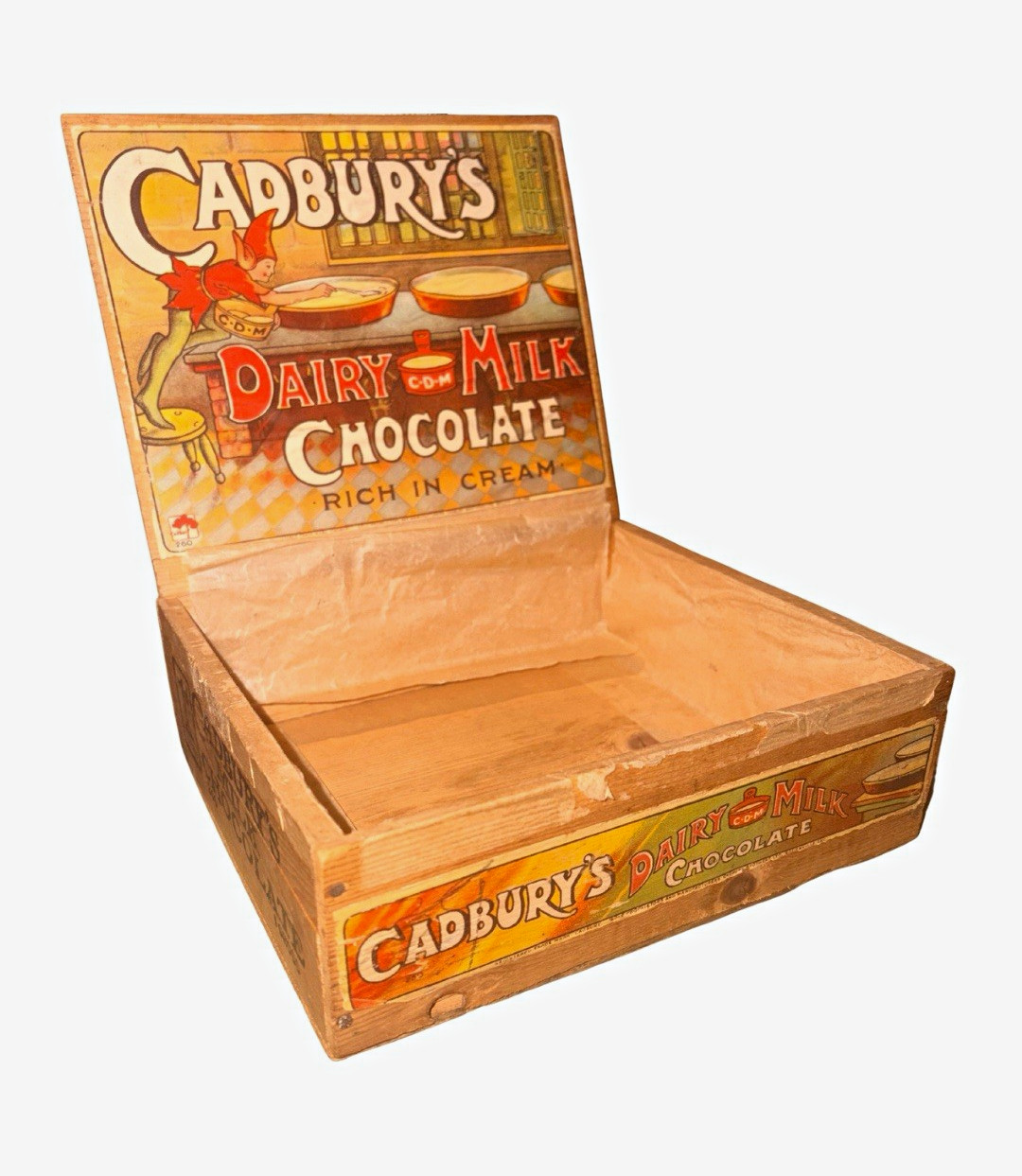 Vintage Antique 1930s Cadbury\'s Dairy Milk Chocolate Wooden Counter Display Box