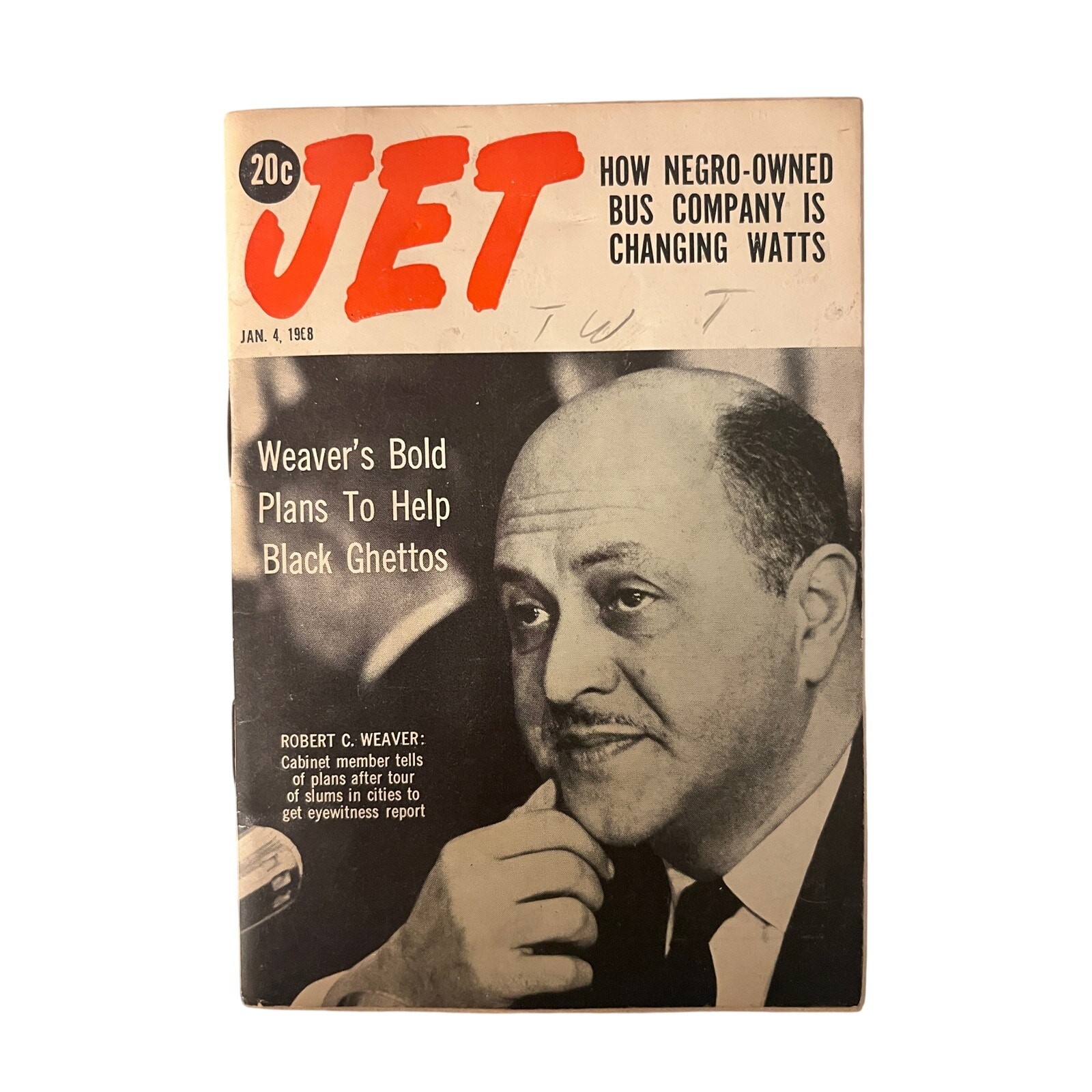 1968 JET Magazine Robert C Weaver HUD Watts Black History Jan 4 Vintage