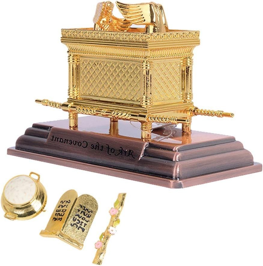 Art Deco Gold Plated Ark of The Covenant Statue - Aaron's Rod & Manna Included