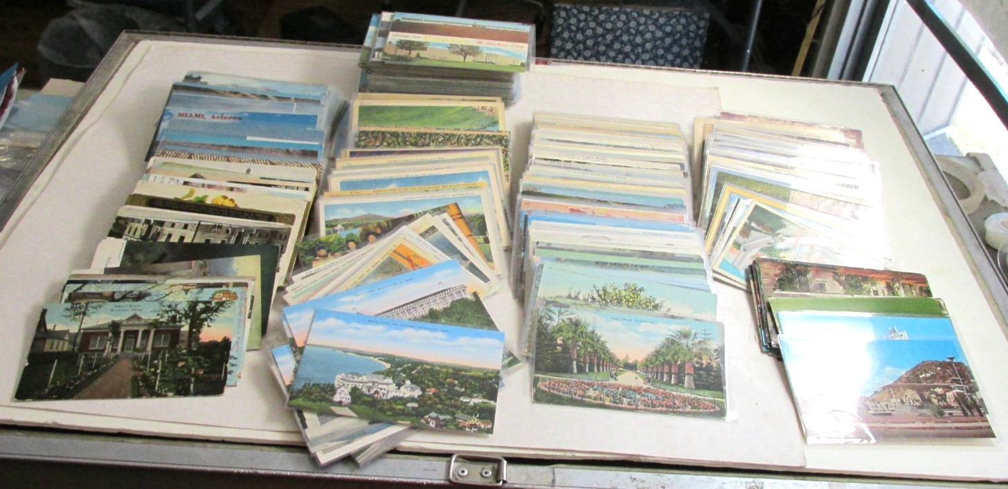 500 Vintage POSTCARDS LOT Divided Back White Boarder Linen Chrome Sleeved B 500 Vintage POSTCARDS LOT Divided Back White Boarder Linen Chrome Sleeved B
